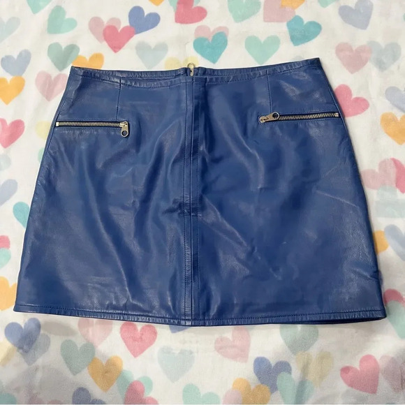 Ted Baker London blue leather skirt Size 3 - Picture 1 of 8